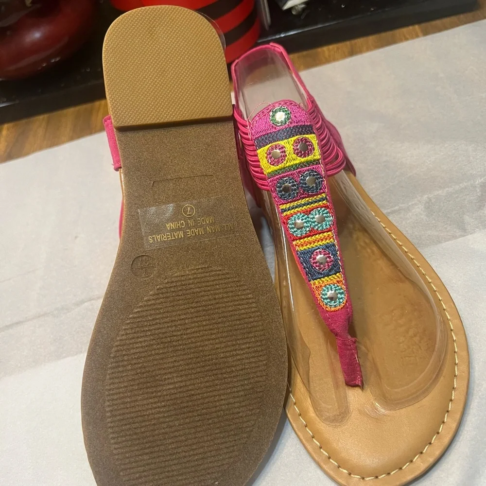 Top Moda fuchsia sandals - Picture 2 of 5